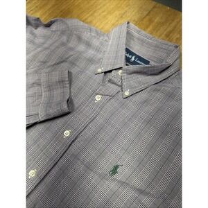 Ralph Lauren Men's Large 16-1/2 Purple/Green Plaid Long Sleeve Button Down Shirt